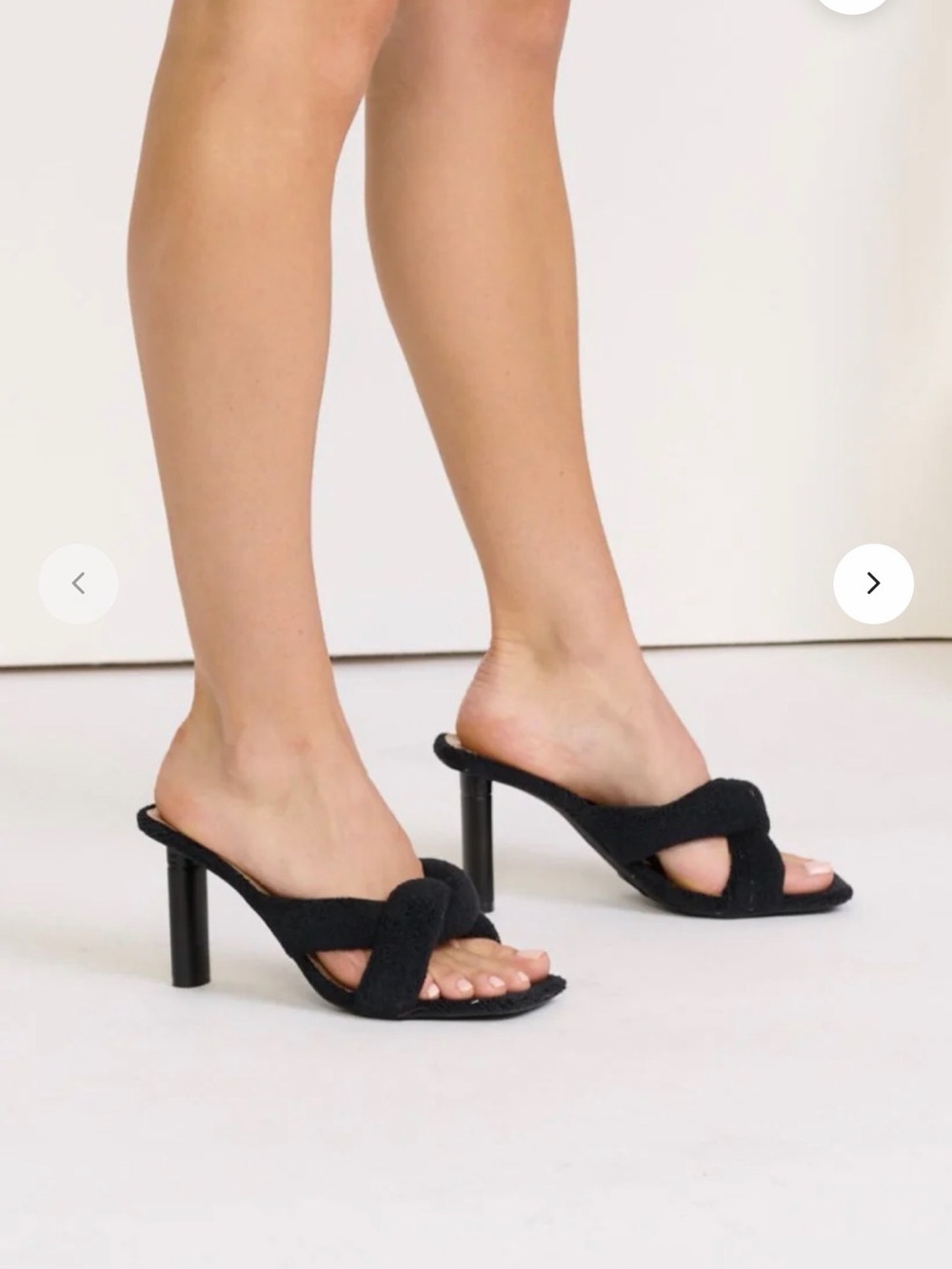 Black Knotted High Heel Slide Sandals